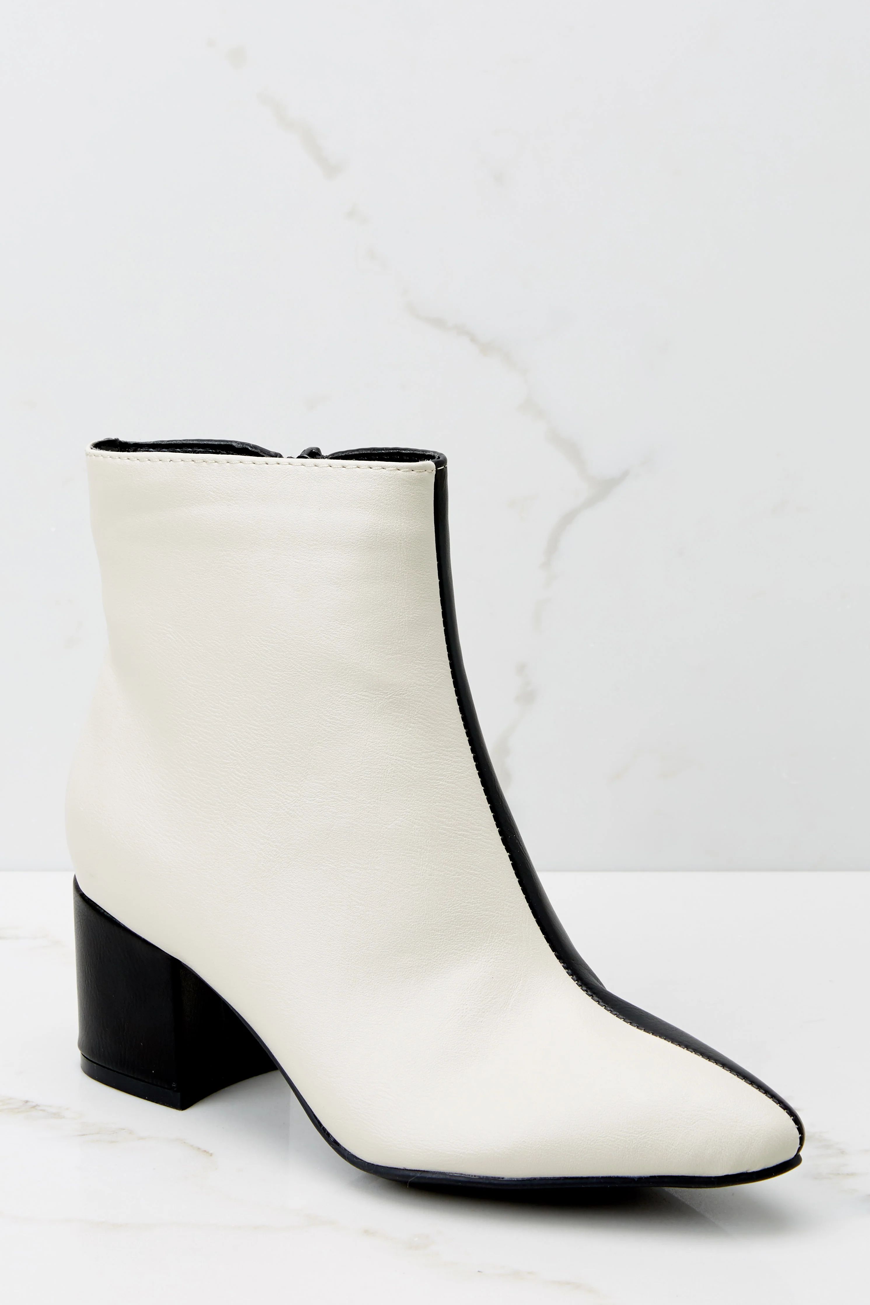 Split Decision Ivory And Black Ankle Booties | Red Dress 