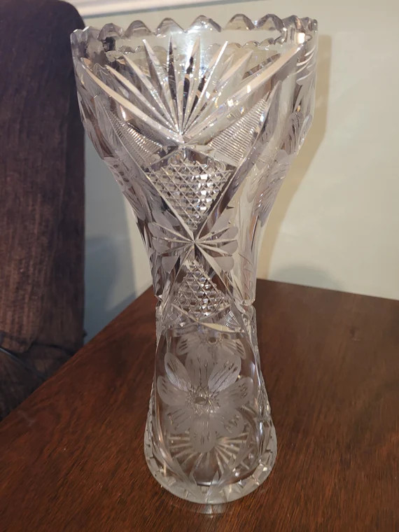BEAUTIFUL ABP Cut Glass Centerpiece Vase  X-heavy and Very - Etsy | Etsy (US)