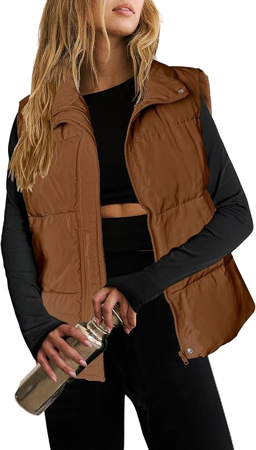 Zeagoo Women Puffer Vest Lightweight Stand Collar Sleeveless Winter Warm Zip Up Padded Outerwear ... | Amazon (US)
