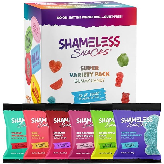 Shameless Snacks Healthy Low Calorie Snacks, Low Carb Keto Gummies (Gluten Free Candy) 6 Pack Sup... | Amazon (US)