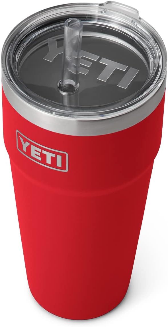 YETI Rambler 26 oz Straw Cup, Vacuum Insulated, Stainless Steel with Straw Lid, Rescue Red | Amazon (US)