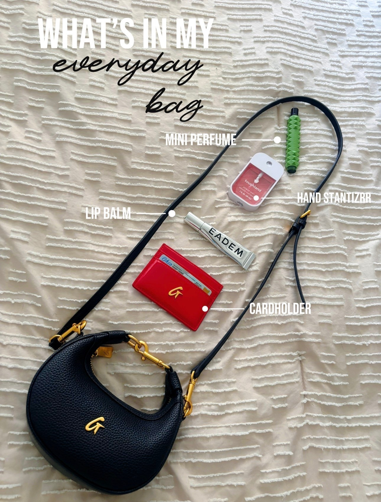 A peek inside my everyday bag lately. 

Nothing too crazy. Just the little essentials that make me feel more put together throughout the day.

Current everyday bag essentials:
• mini perfume
• lip balm
• hand sanitizer
• cardholder
• mini crossbody purse

I’ve really been loving smaller bags lately because they force me to carry only what I actually need while still looking cute and elevated.

If you love affordable luxury finds, mini purses, everyday essentials, and “what’s in my bag” content, I linked everything for you. 

Also, this purse officially restocks on 5/29 at 3 PM EST and these bags ALWAYS go fast during restocks. Linking it early so you can be ready. Save or like this post as your reminder.

#LTKBeauty