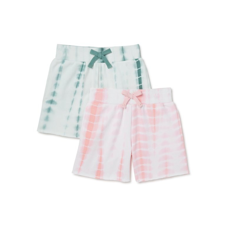 Wonder Nation Girls’ Tie Dye French Terry Shorts, 2-Pack, | Walmart (US)