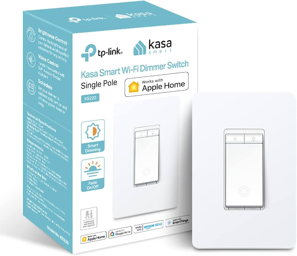 Kasa Apple HomeKit Smart Dimmer Switch KS220, Single Pole, Neutral Wire Required, 2.4GHz Wi-Fi Li... | Amazon (US)