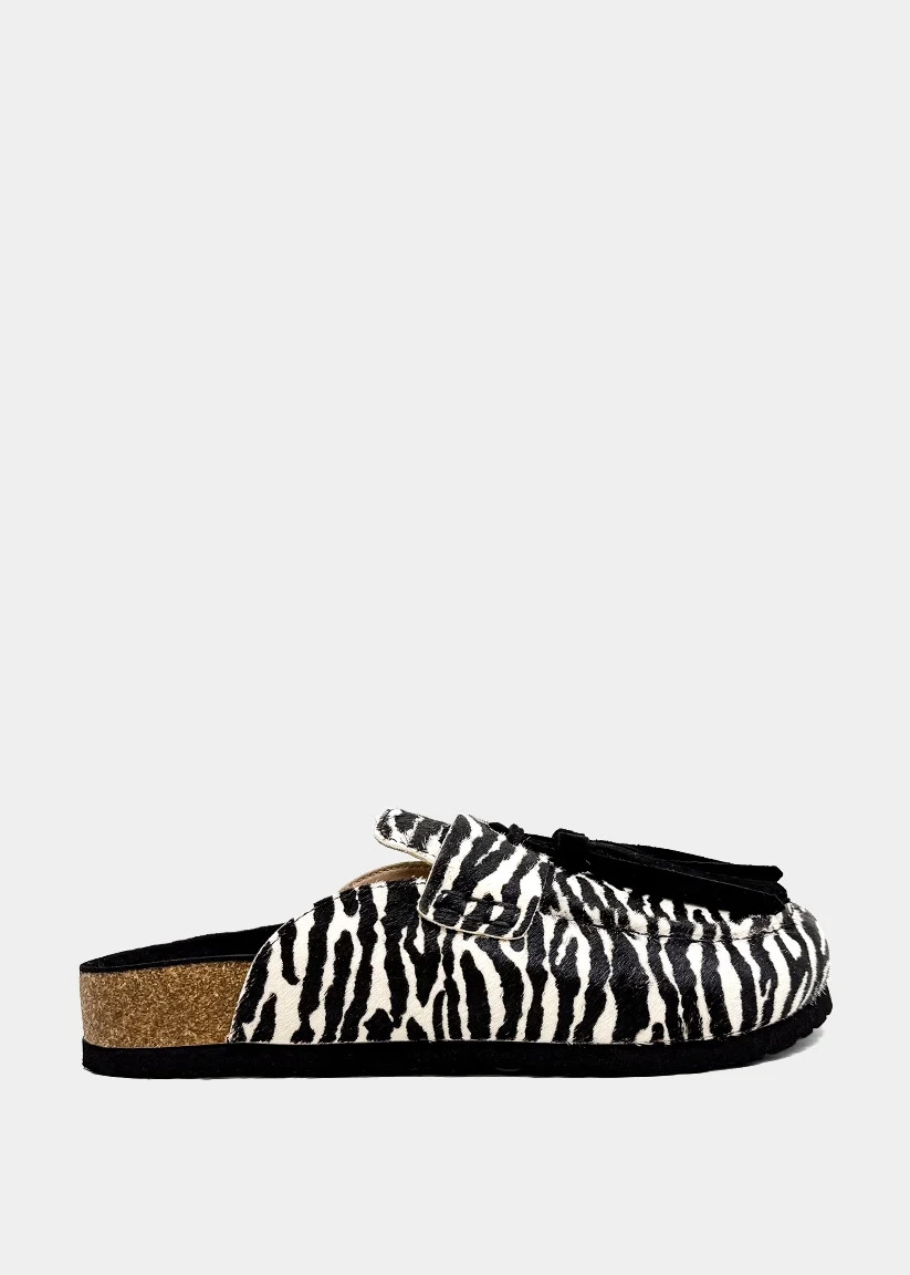 Ariana Zebra Hair Mule | Women's Zebra Clogs | SHUSHOP