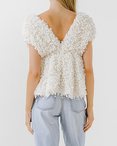 Endless Rose Textured V-Neck Top | Express