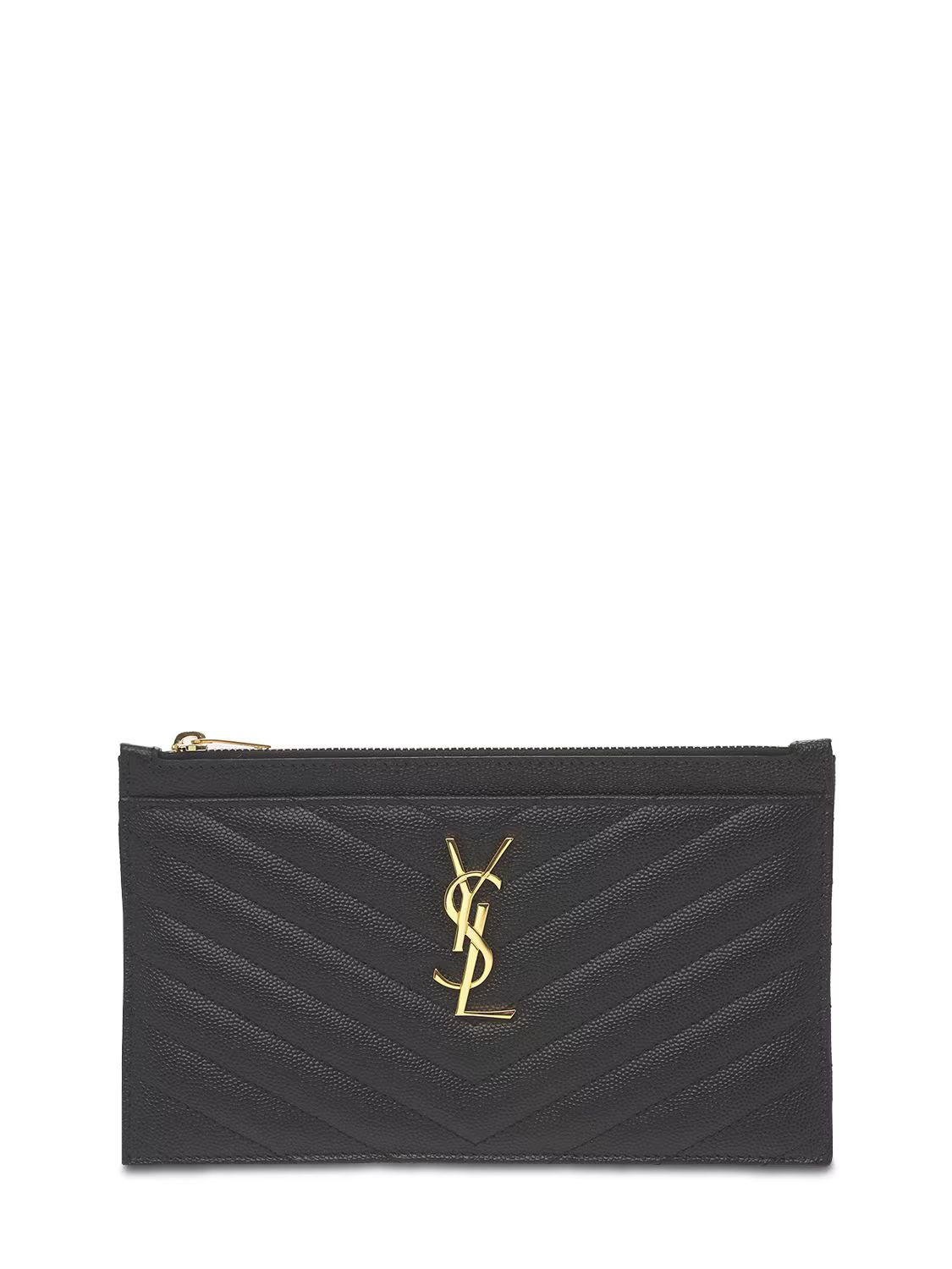 SAINT LAURENTSMALL QUILTED LEATHER CLUTCH | Luisaviaroma