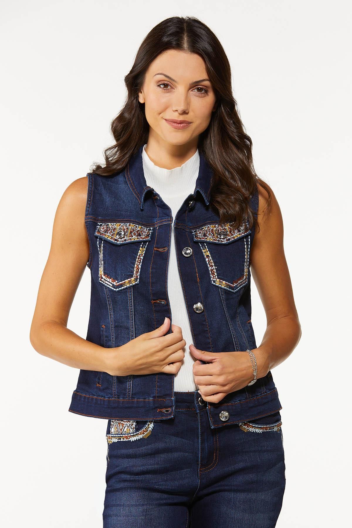 Shimmer Denim Vest | Cato Fashions