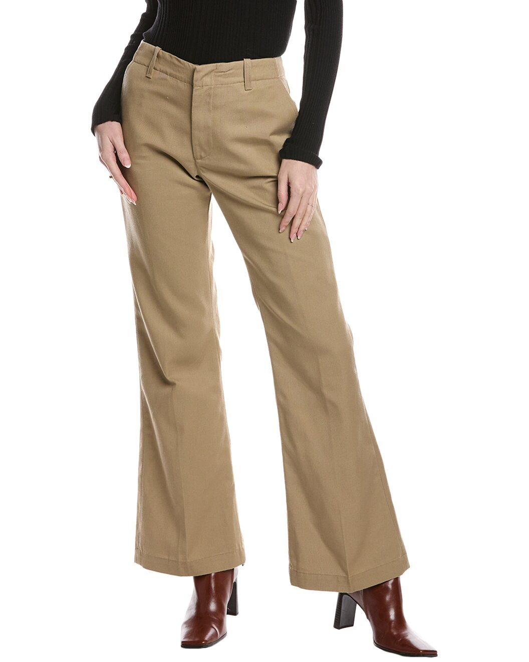 Mid-Rise Flared Trouser Khaki Jean | Rue La La