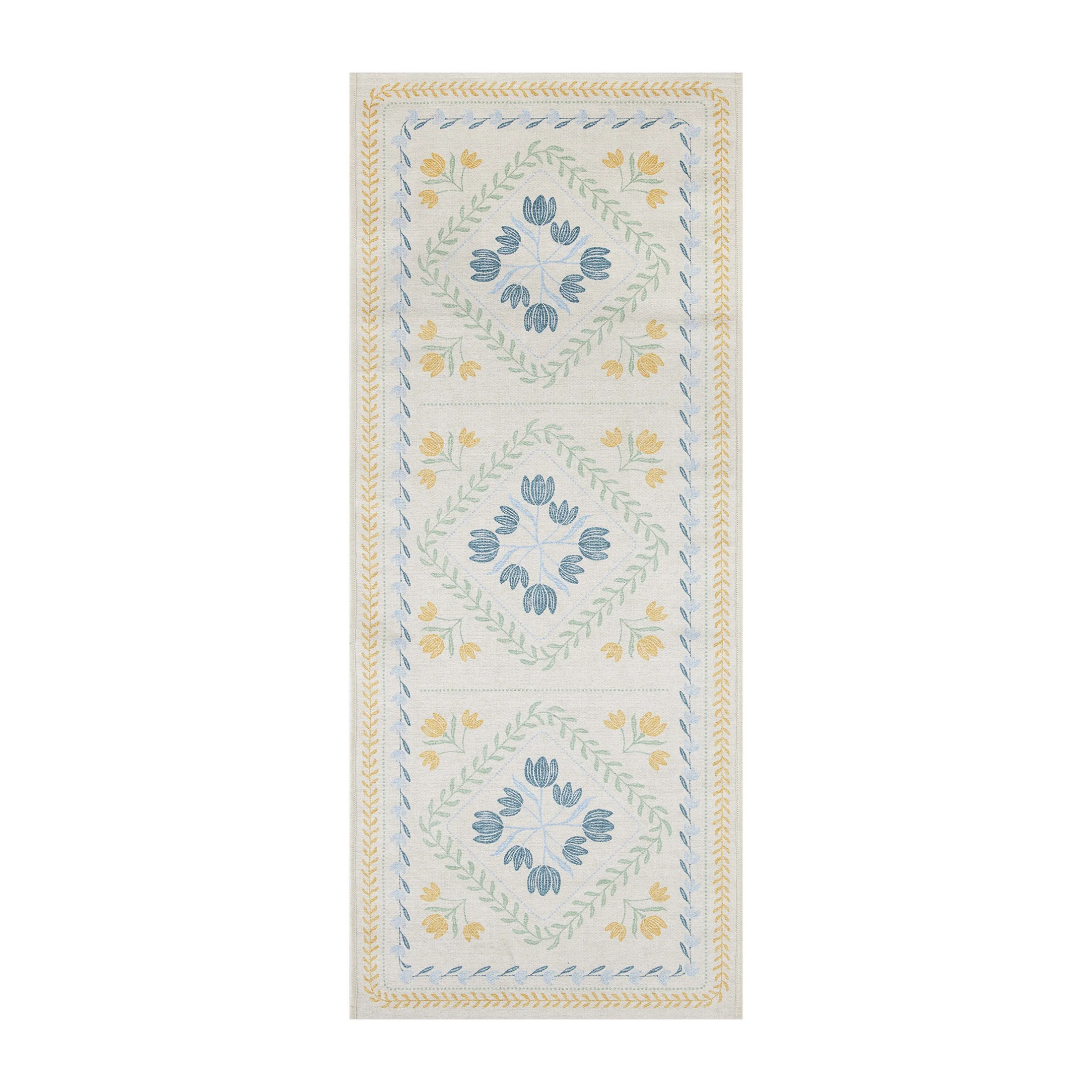Better Homes & Gardens Soliel Floral Runner Rug, Blue & Yellow, 30" x 72" | Walmart (US)