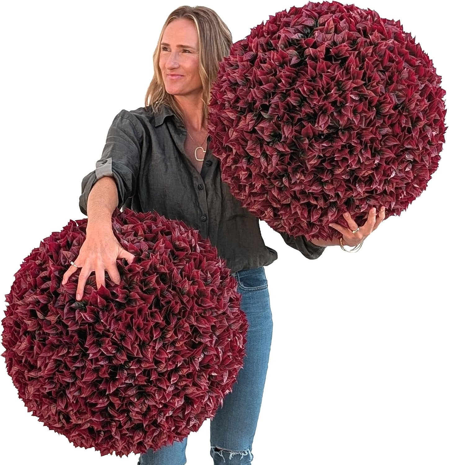 365 Curb Appeal 23" XL Topiary Balls (Better Than a Burgundy Boxwood, 2 Topiary Balls (4 Halves)) | Amazon (US)