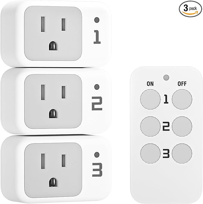 Remote Control Outlet, TESSAN Electrical Light Switch, Plug in Wall Plug with ON/Off Switch for I... | Amazon (US)