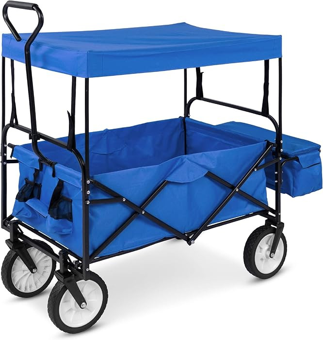 Best Choice Products Collapsible Folding Outdoor Utility Wagon with Canopy Garden Cart for Beach,... | Amazon (US)