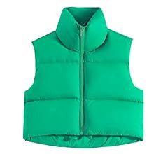 Fuinloth Women's Padded Vest, High Stand Collar Lightweight Zip Crop Puffer Gilet | Amazon (US)