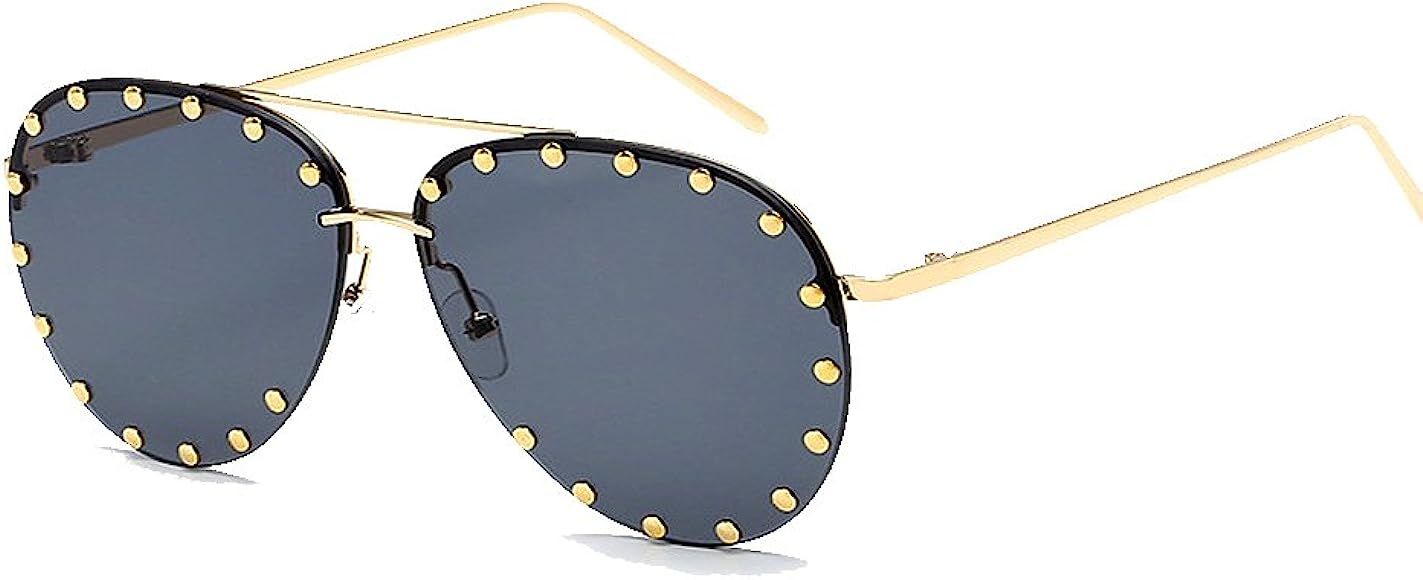 Women Rimless Oversized Sunglasses Colorful Lens Rivet Fashion WS027 | Amazon (US)