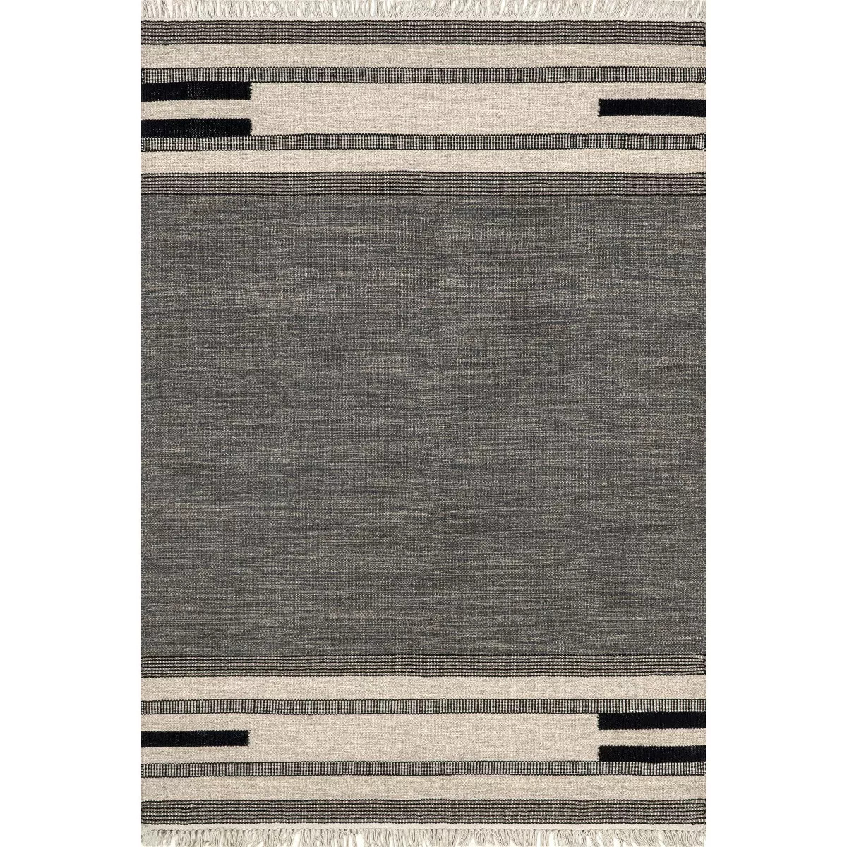 Nuloom Black Brooklyn Tasseled Wool Area Rug, 8' x 10', Black | Target