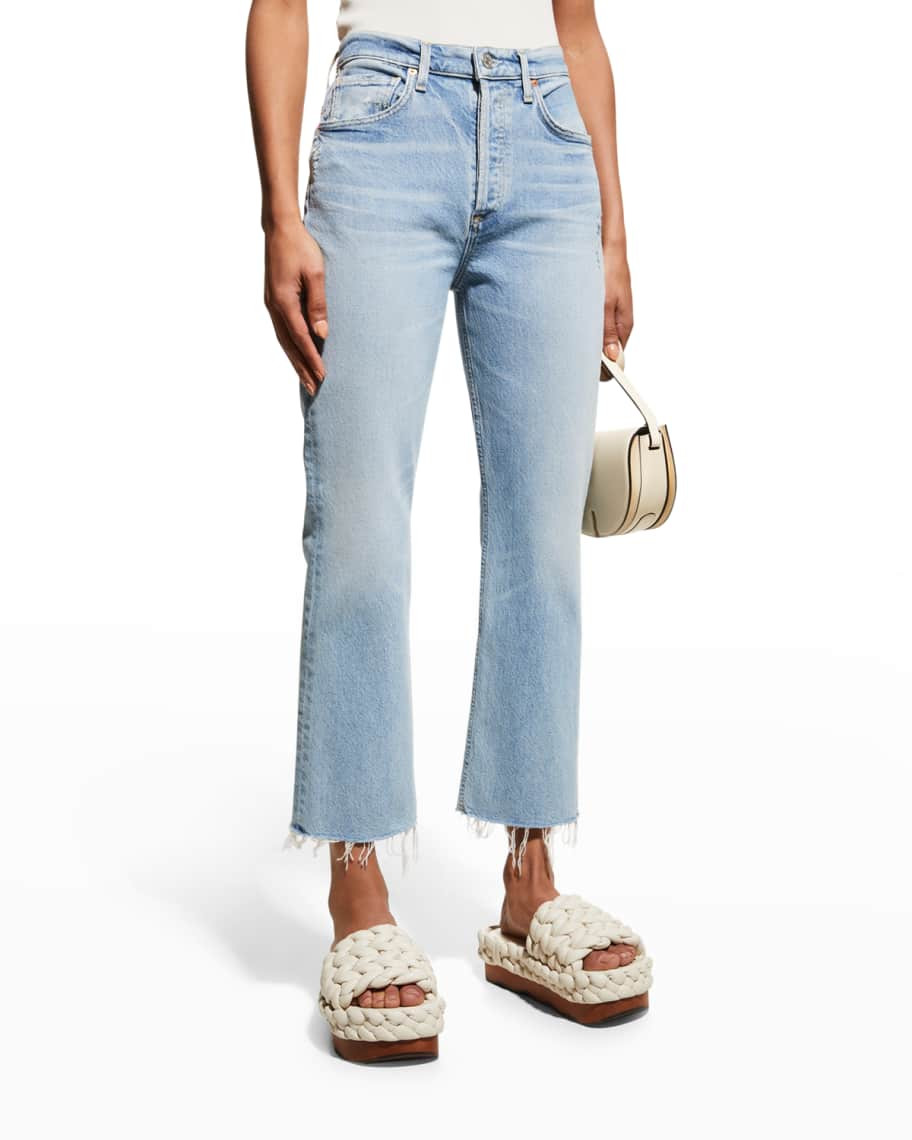 Citizens of Humanity Isola Cropped Raw Hem Bootcut Jeans | Neiman Marcus