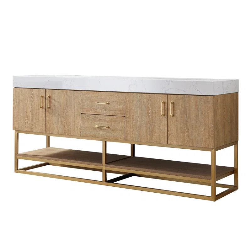 Alistair 72'' Double Bathroom Vanity with Engineered Stone Top | Wayfair North America