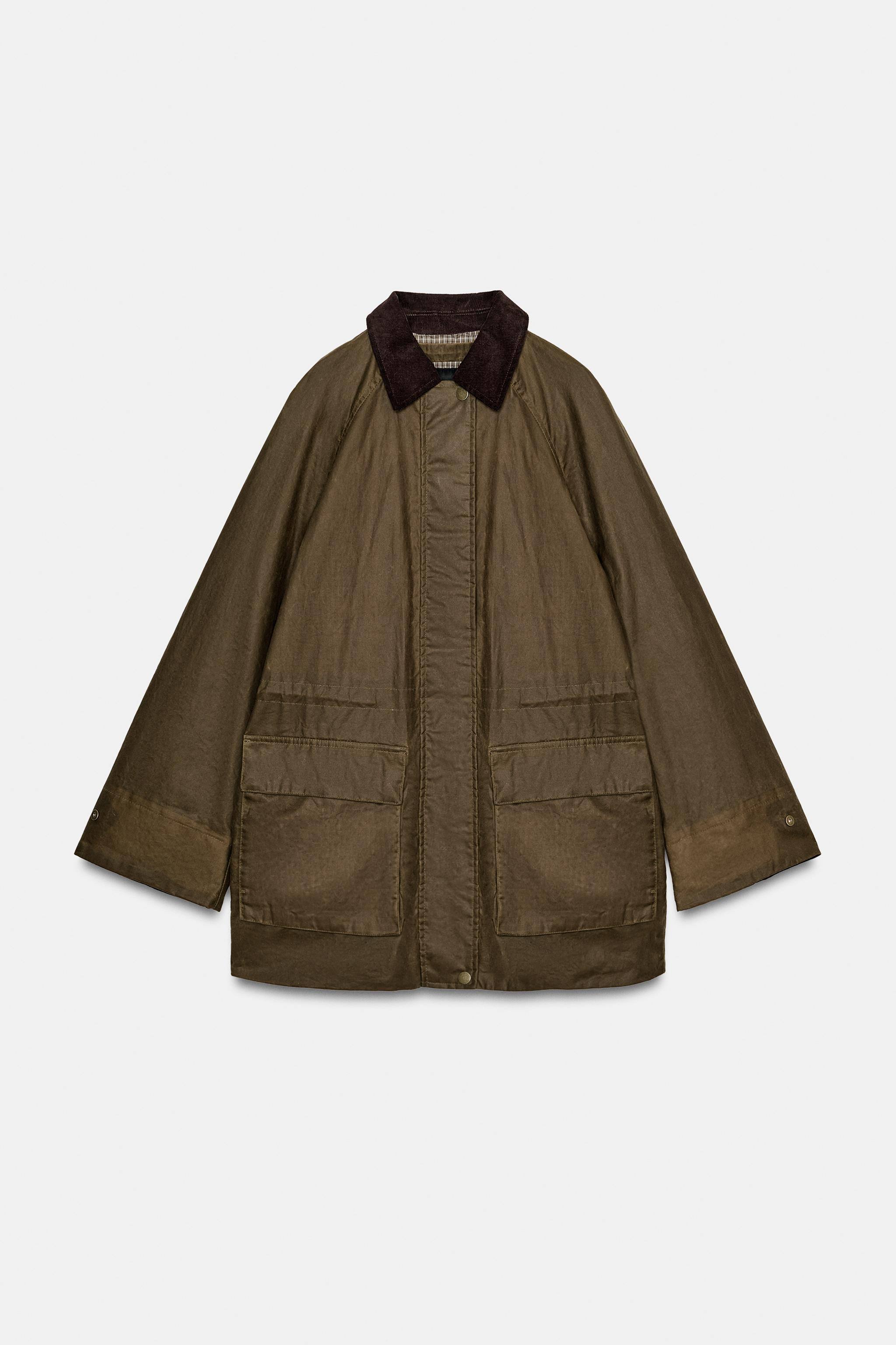 ZW COLLECTION WAXED JACKET WITH CORDUROY COLLAR | Zara UK