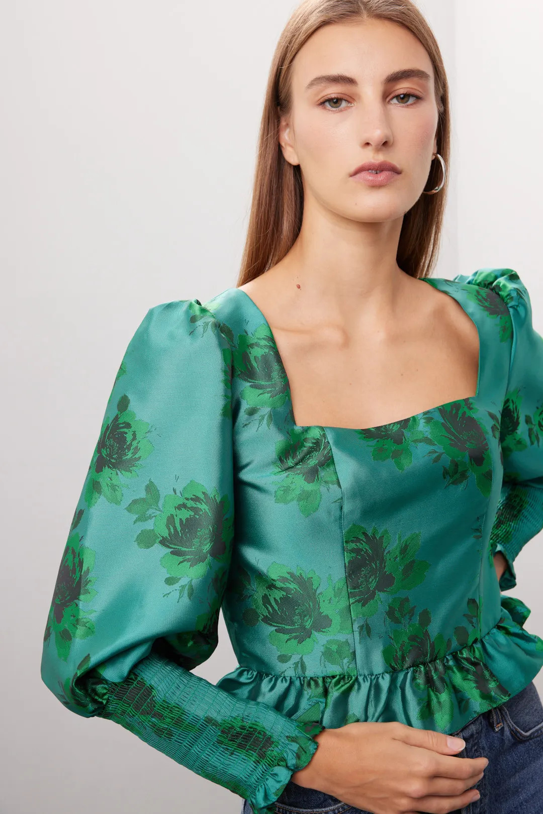 Peter Som x RTR Peplum Jacquard Top | Rent the Runway