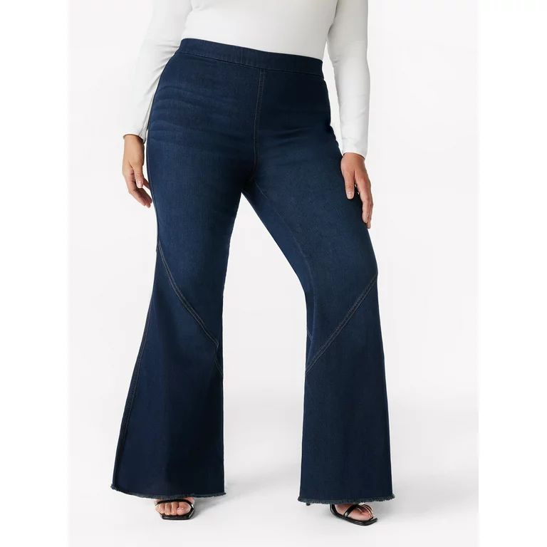 Sofia Jeans Women's Plus Size Melisa Super Flare High Rise Pull On Jeans, 32.5" Inseam, Sizes 14W... | Walmart (US)