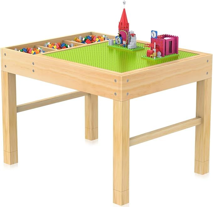 Kids Activity Table with Large Storage Space, 2 in 1 Kids Activity Table with Board for Building ... | Amazon (US)
