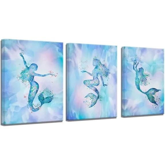 Mermaid Bathroom Decor Wall Art for Bedroom Modern Artwork for Walls Colorful Mermaid Decor for G... | Walmart (US)