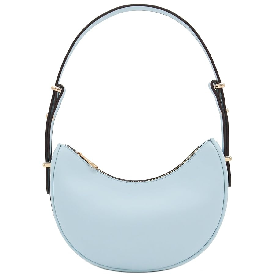 Small Crescent Smooth Faux Leather Underarm Shoulder Bag | Amazon (US)