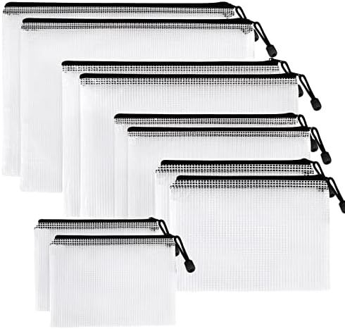 10 Pack Mesh Zipper Pouch, Black Zipper File Bags, Waterproof Document Pouch, Multipurpose Bags f... | Amazon (US)