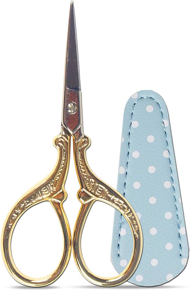 Hisuper Embroidery Scissors with Leather Scissors Cover Small 3.6 inch Sewing Craft Sharp Scissor... | Amazon (US)