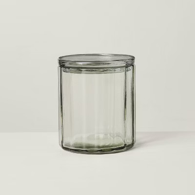 Small Fluted Glass Bathroom Canister Light Green - Hearth & Hand™ with Magnolia | Target