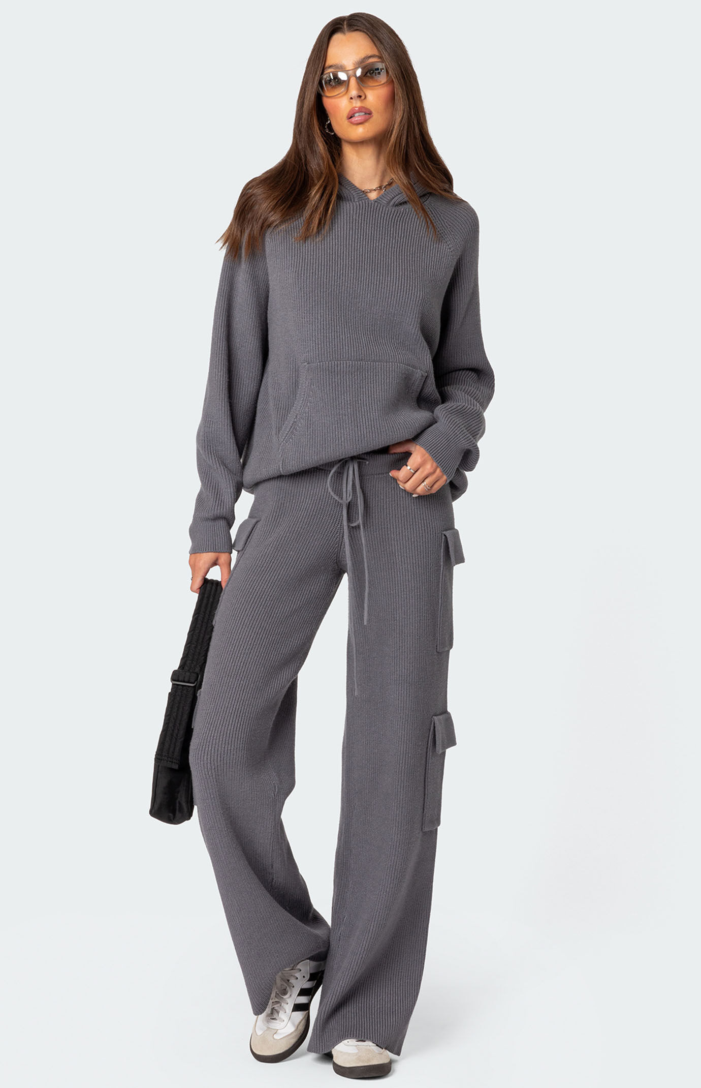 Edikted Women's Wynter Knit Cargo Pants in Gray - Size Small | PacSun