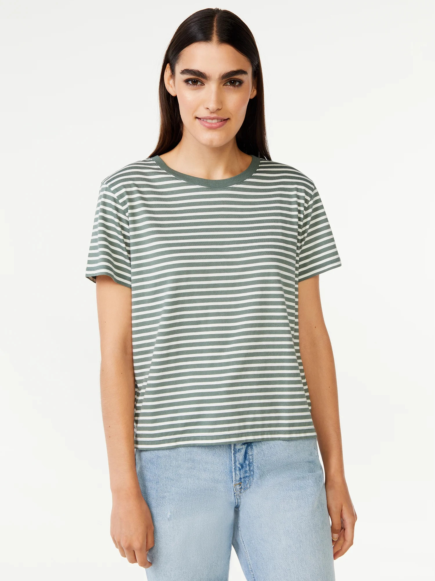 Free Assembly Women's Crop Box Tee with Short Sleeves - Walmart.com | Walmart (US)