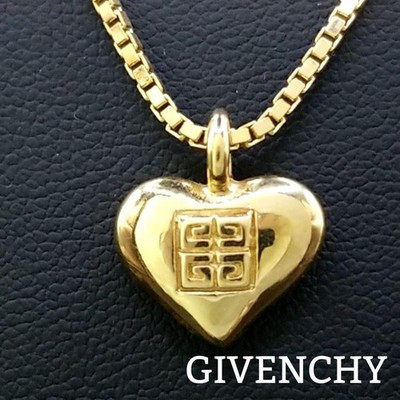 Givenchy Gold Heart Logo Necklace Chain Jewelry Pendant 46cm Rare Vintage | eBay US