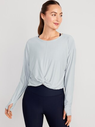 Cloud 94 Soft Long-Sleeve Twist-Front Cropped Top for Women | Old Navy (US)