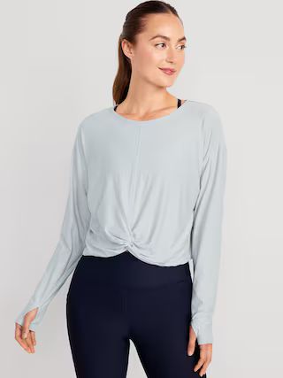 Cloud 94 Soft Long-Sleeve Twist-Front Cropped Top for Women | Old Navy (US)