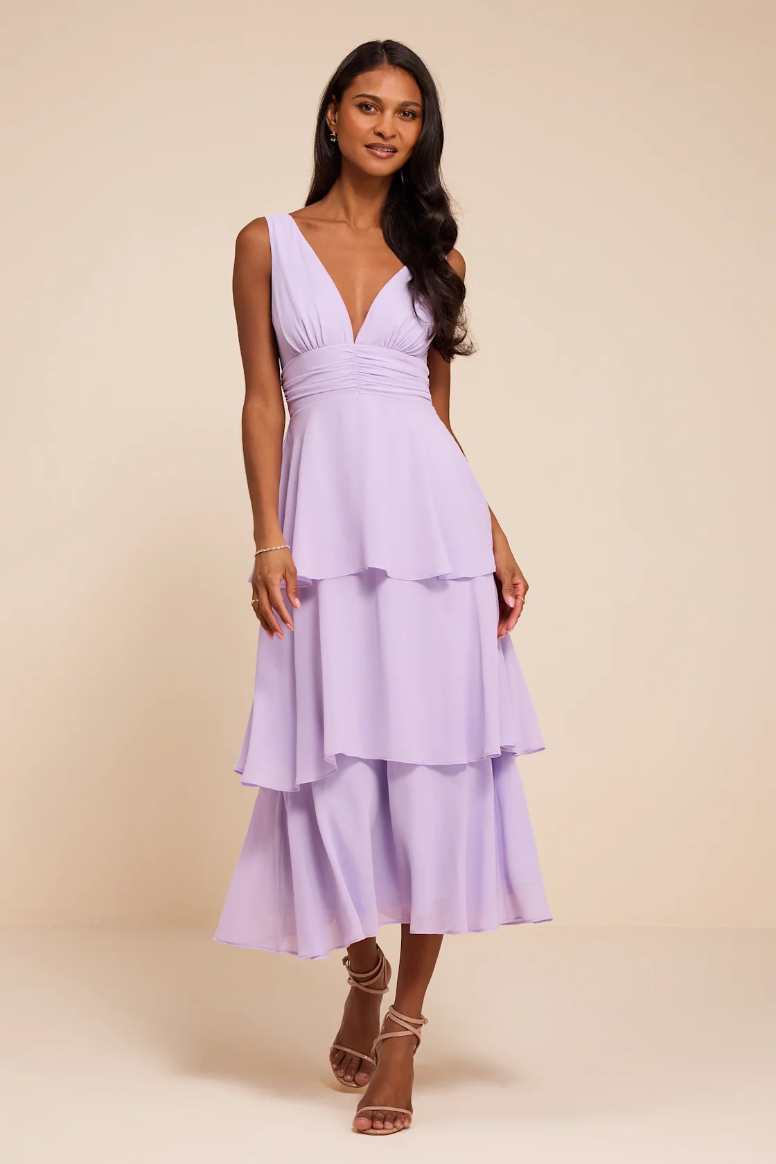 Celebration Time Lavender Sleeveless Tiered Midi Dress | Lulus