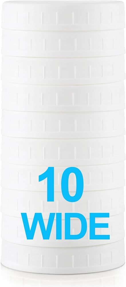 [10 Pack] WIDE Mouth Mason Jar Lids for Ball, Kerr and More - White Plastic Storage Caps for Maso... | Amazon (US)