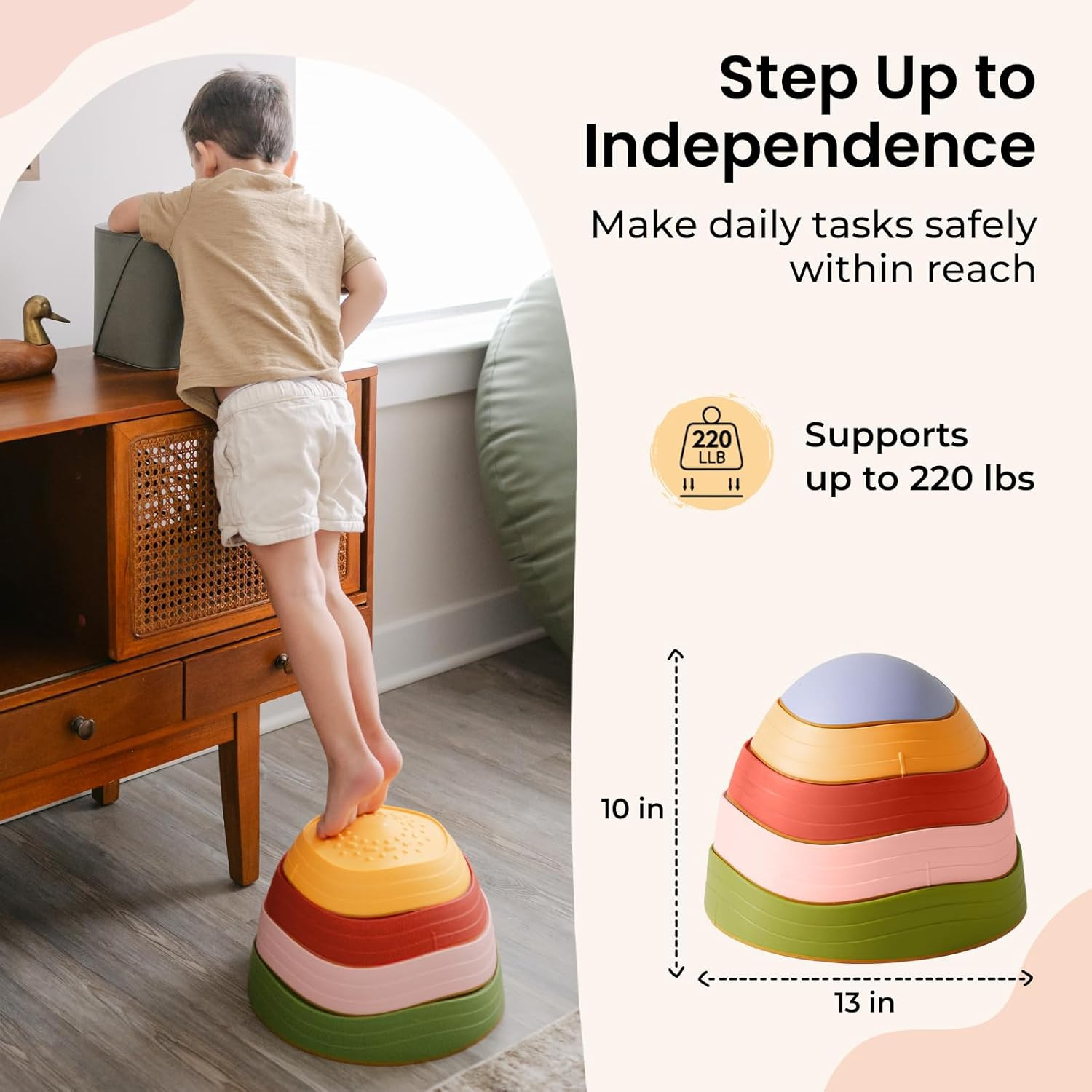 Tiny Land Stepping Stones for Kids, 5pcs Non-Slip Toddler Stepping Stones, Sensory Stepping Stone... | Amazon (US)