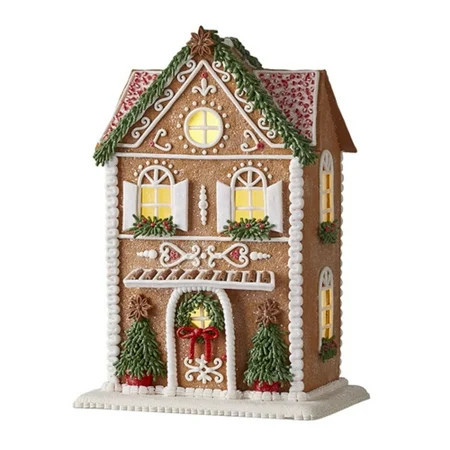 Gingerbread Lighted Christmas House with Trees 13 Inch | Walmart (US)