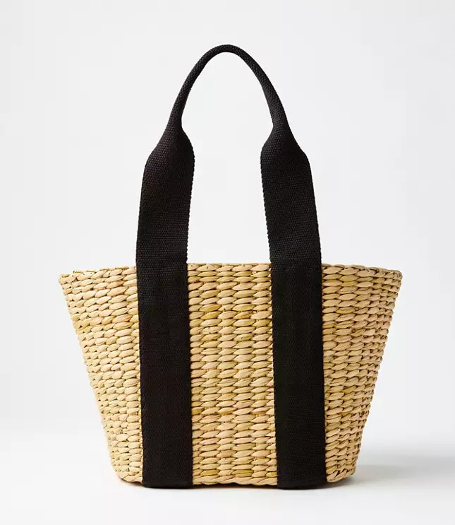 Rattan Double Strap Basket Tote Bag | LOFT