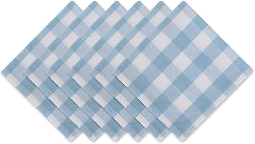 DII Buffalo Check Collection, Classic Farmhouse Cloth Napkin Set, 20x20, Light Blue & White, 6 Pi... | Amazon (US)