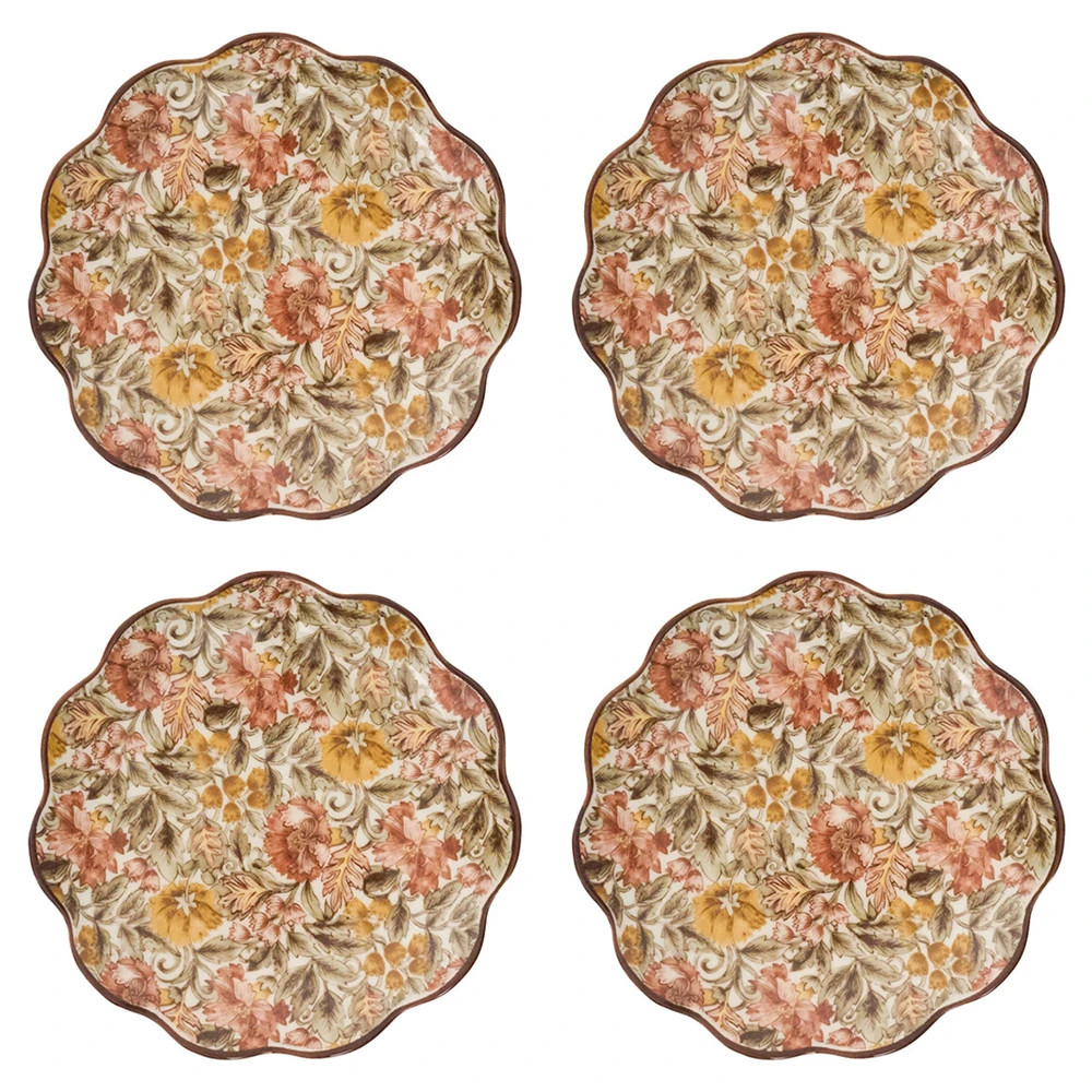 Juliska Willa French Country Amber Ceramic Cocktail Plate - Set of 4 | Kathy Kuo Home