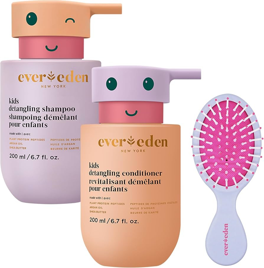Evereden Happy Hair Duo for Kids: Vegan Shampoo and Conditioner Set with Detangler Brush - Streng... | Amazon (US)