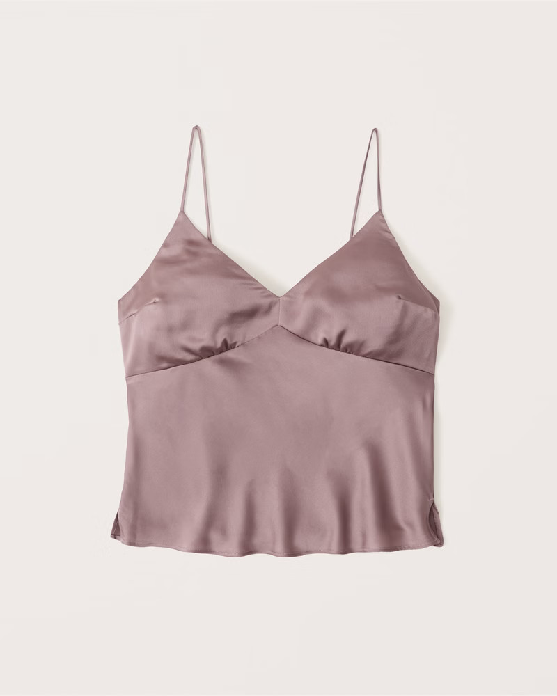 Satin V-Neck Cami | Abercrombie & Fitch (US)
