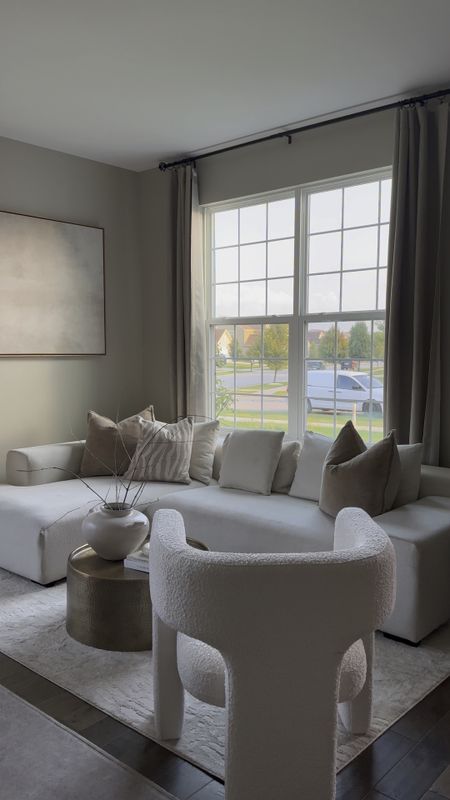 modern white sectional, amazon curtains in ivory, lux washable rug

#LTKhome