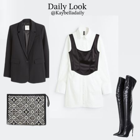 Perfect look for date night ! 

#dailylook #datenightoutfit #dinneroutfit #outfitinspo #fashion #nycstyle #trendy #trendystyle #holidayoutfit #partyoutfit #ootd #style #fashion #fashioninspo #corset #louisvuittonpouch #LVpouch #blazer #shirtdress #oversizedshirt #whiteshirt #boots #leather #kneehighboots

#LTKFind #LTKfit #LTKitbag