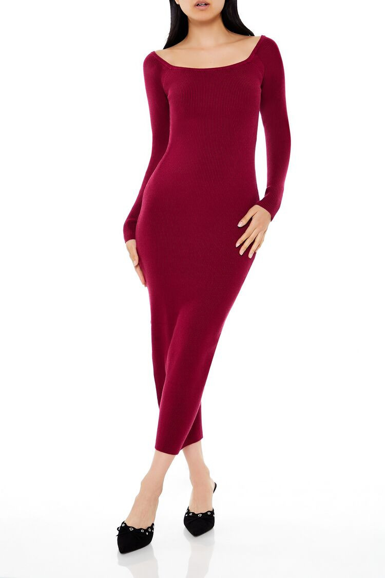 Off-the-Shoulder Midi Sweater Dress | Forever 21