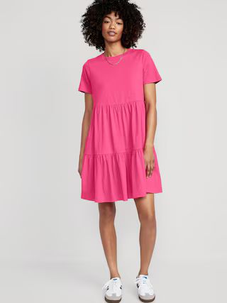 EveryWear Slub-Knit Tiered Mini T-Shirt Swing Dress for Women | Old Navy (US)