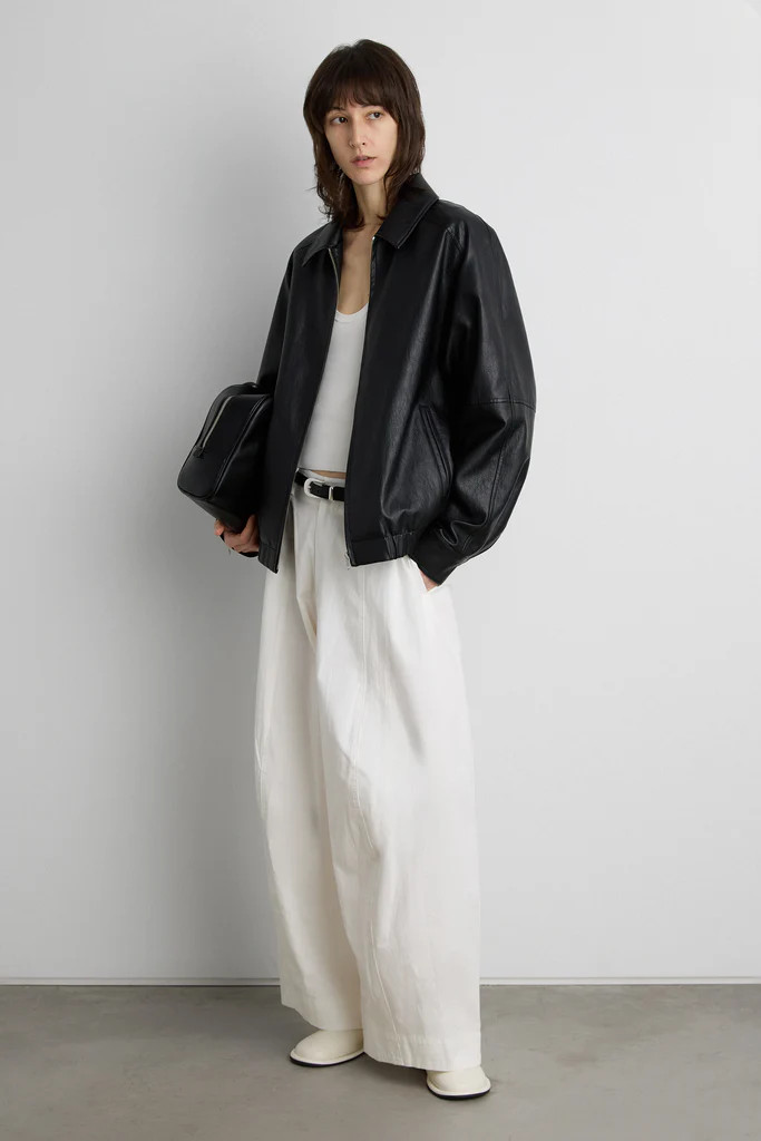 VEGAN LEATHER BOMBER JACKET | OAK + FORT